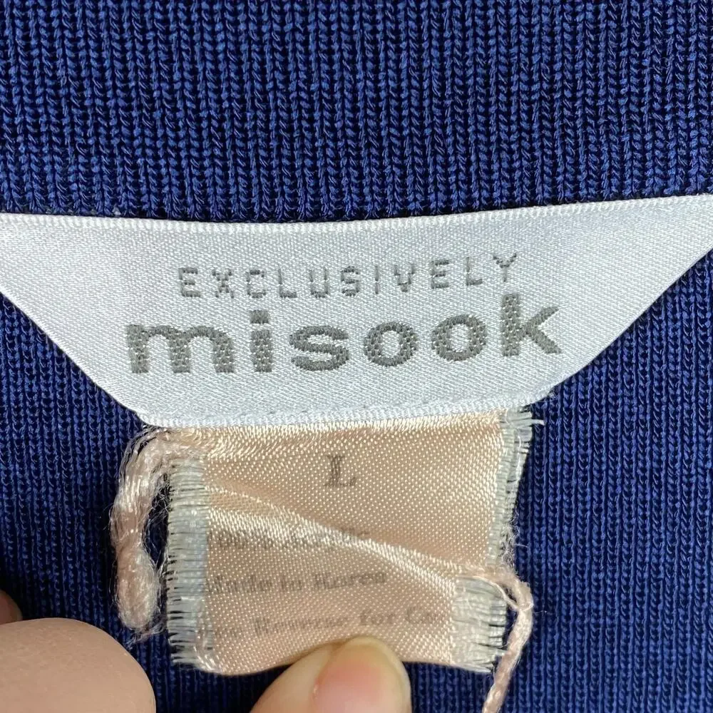 Misook Womens Open Front Knit Cardigan Size Large Blue Long Sleeve Minimalist - Picture 3 of 7
